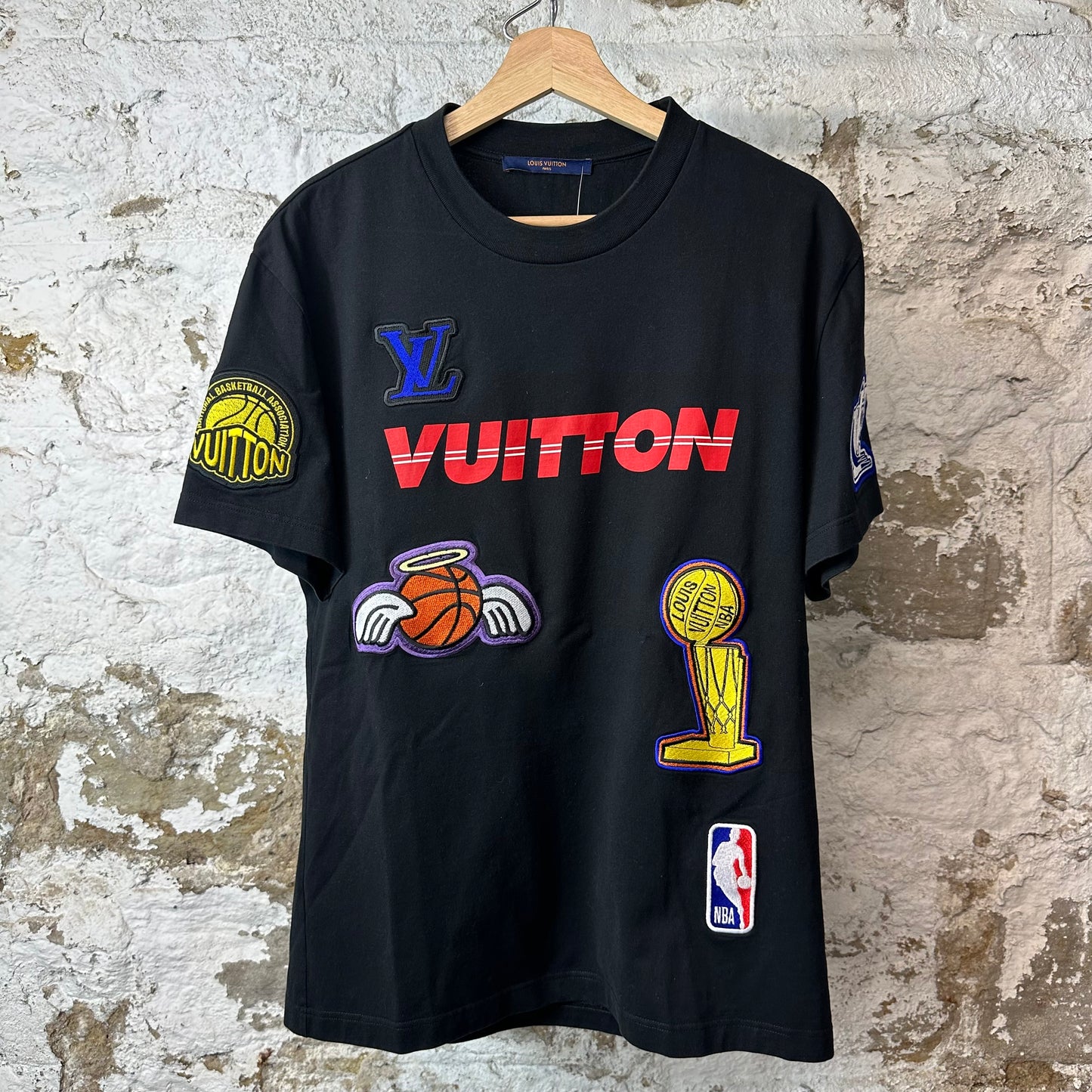 Louis Vuitton NBA Logos Black T-Shirt Sz M