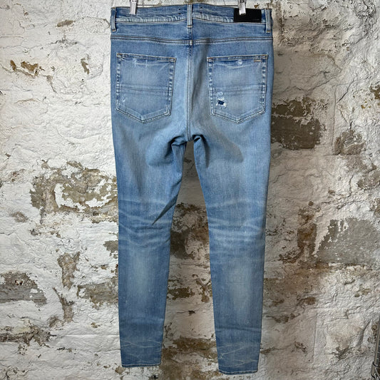 Amiri Distressed Plain Blue Denim Jeans Sz 36