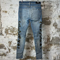 Amiri Camo Bones Blue Denim Jeans Sz 30