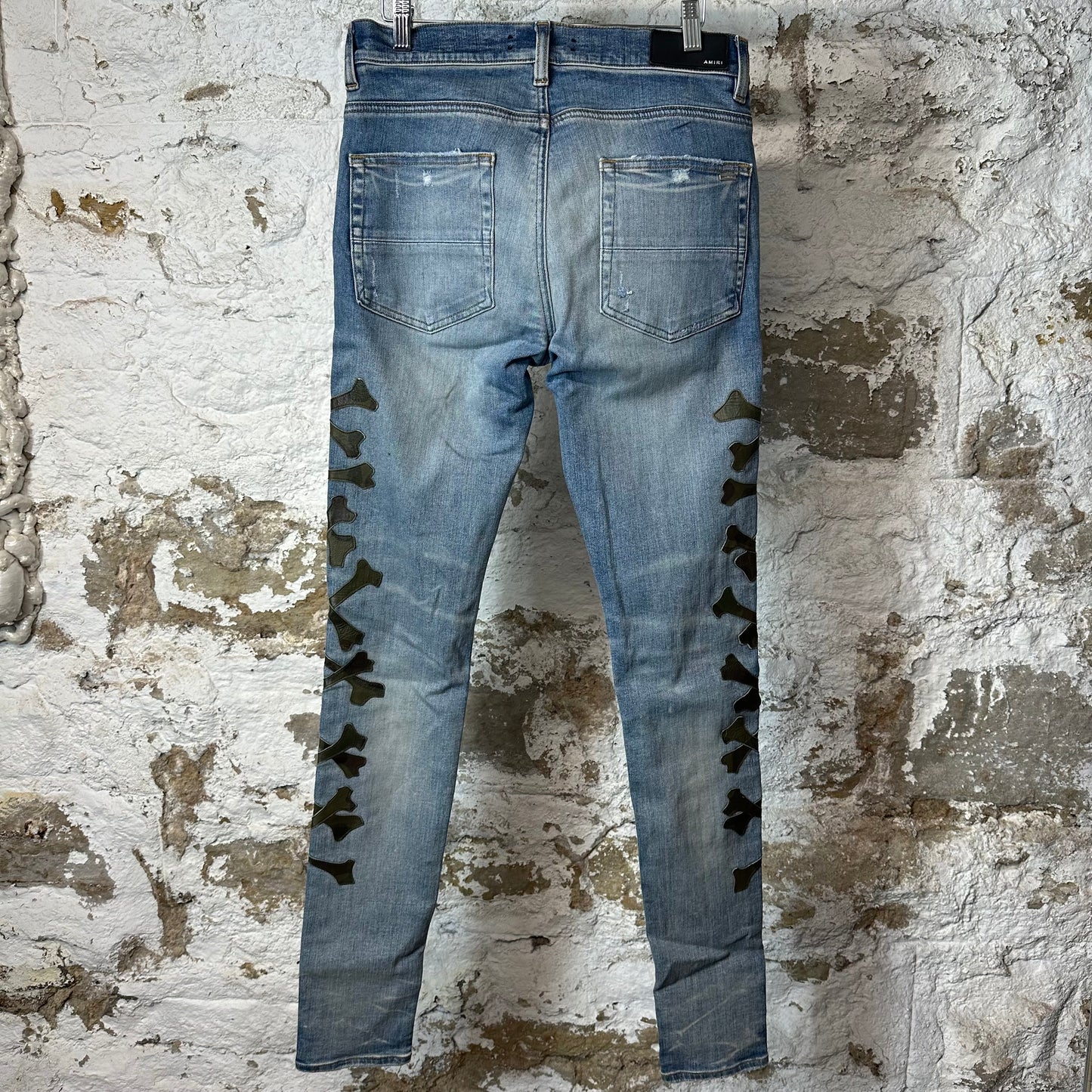 Amiri Camo Bones Blue Denim Jeans Sz 30