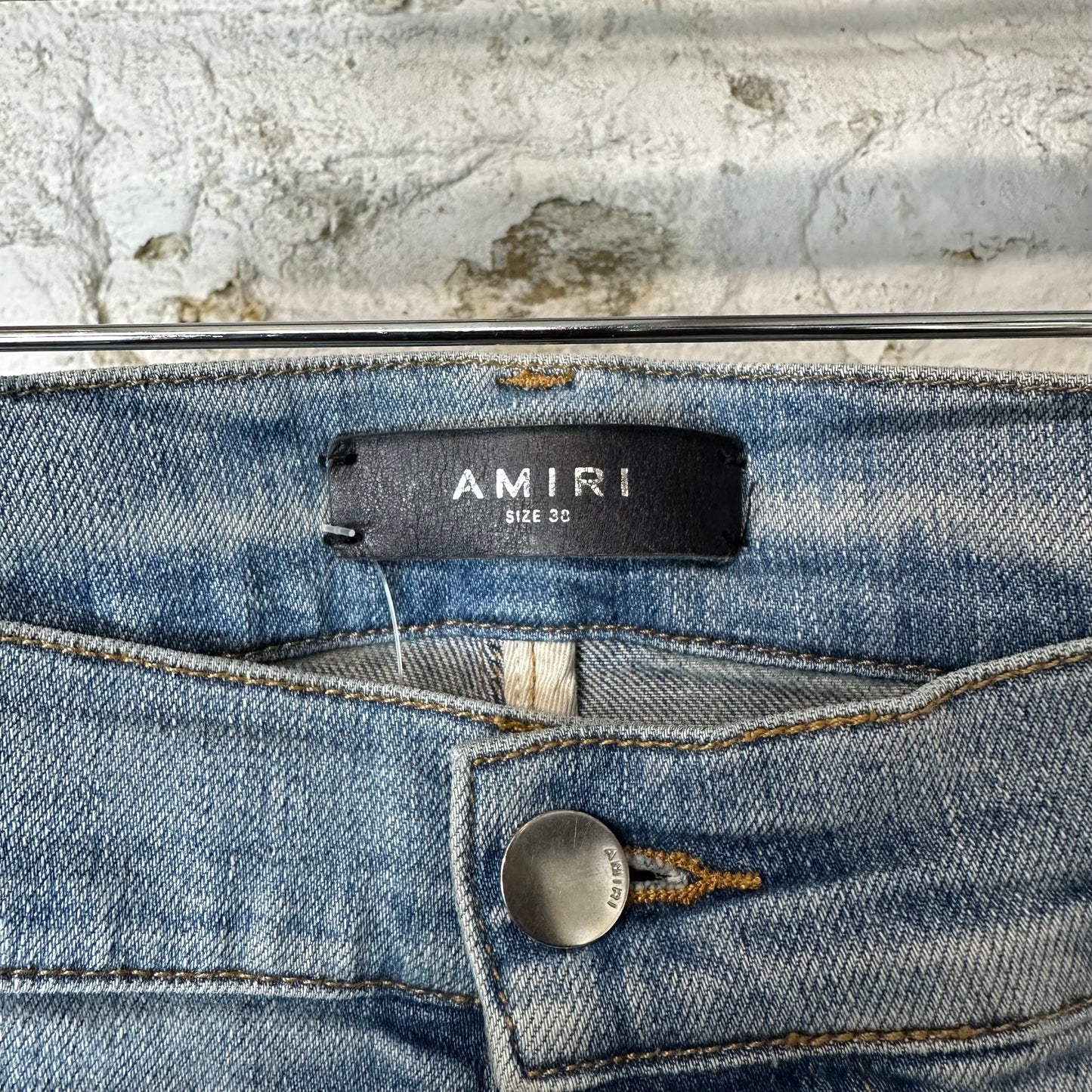 Amiri MX1 Red Navy Patch Blue Denim Jeans Sz 38
