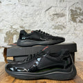 Prada Americas Cup Triple Black Patent Sneaker Sz 8