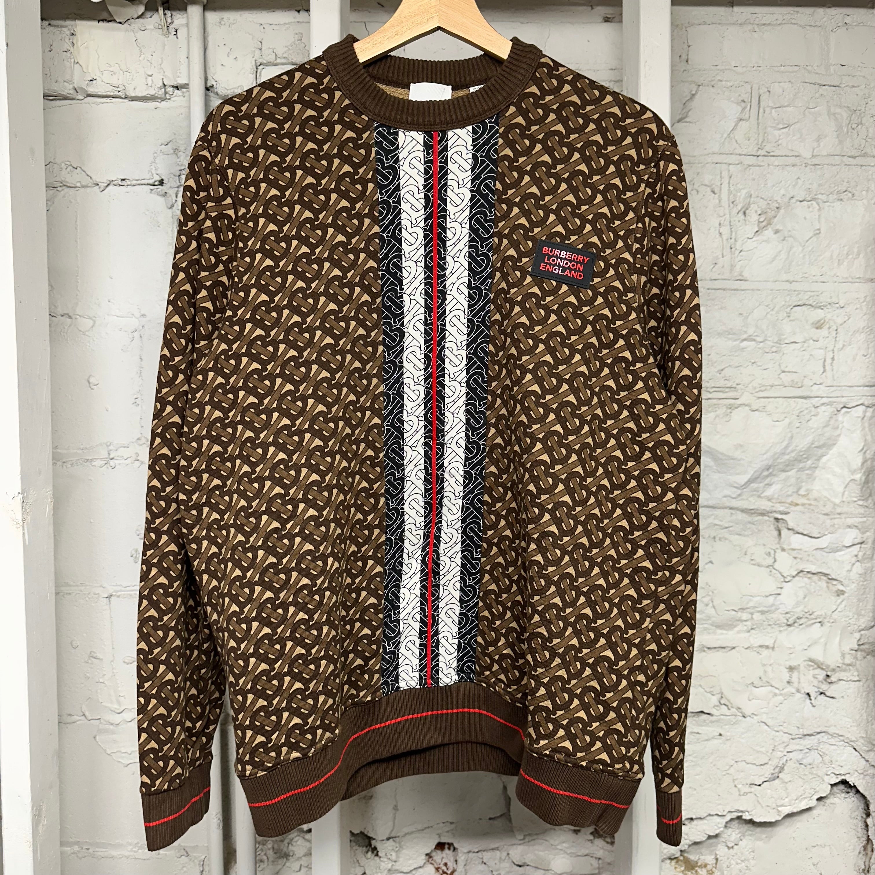 Burberry Monogram Stripe Crewneck Sz M