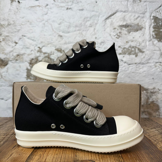 Rick Owens Jumbo Lace Black Canvas Milk Sneaker