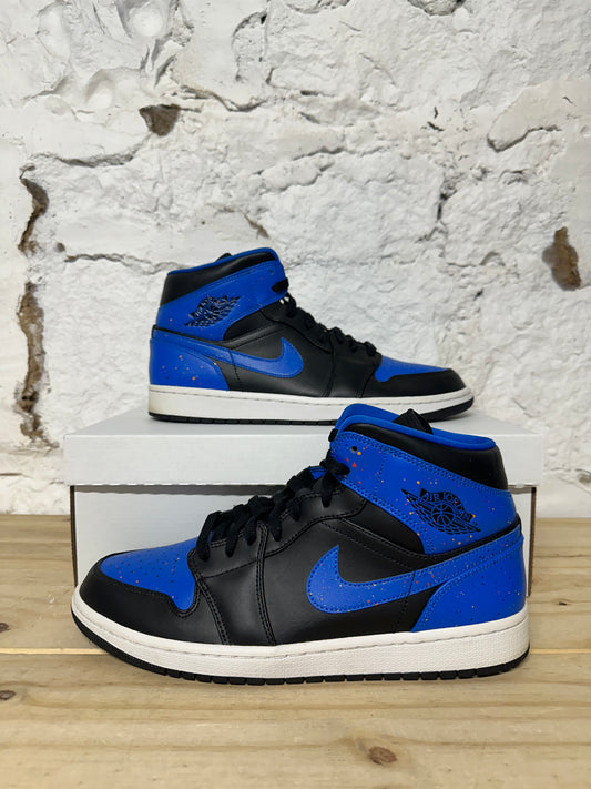 Air Jordan 1 Mid Royal Paint Splatter Sz 10.5