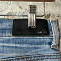 Amiri MX1 Cream Woven Core Logo Blue Denim Jeans Sz 30