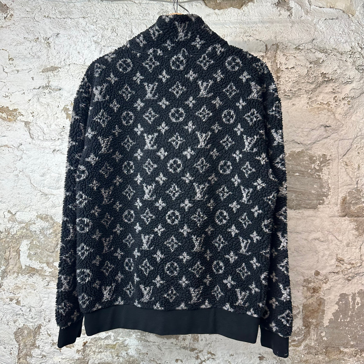Louis Vuitton White Monogram Fleece Jacket Black Sz M