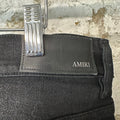 Amiri MX1 Black Leather Black Waxed Denim Jeans Sz 36