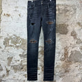 Amiri MX1 Brown Plaid Flannel Black Denim Jeans Sz 31