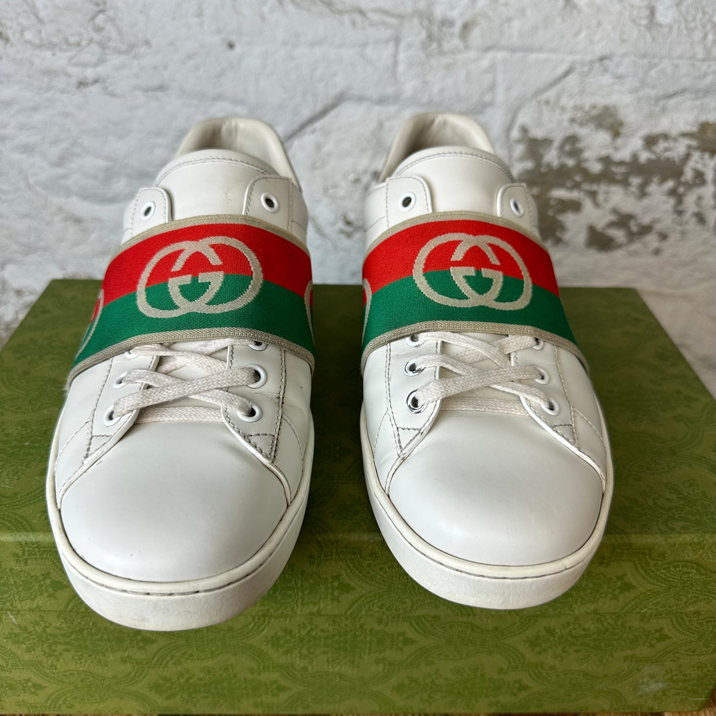 Gucci GG Red Green Strap Ace Sneaker Sz 9