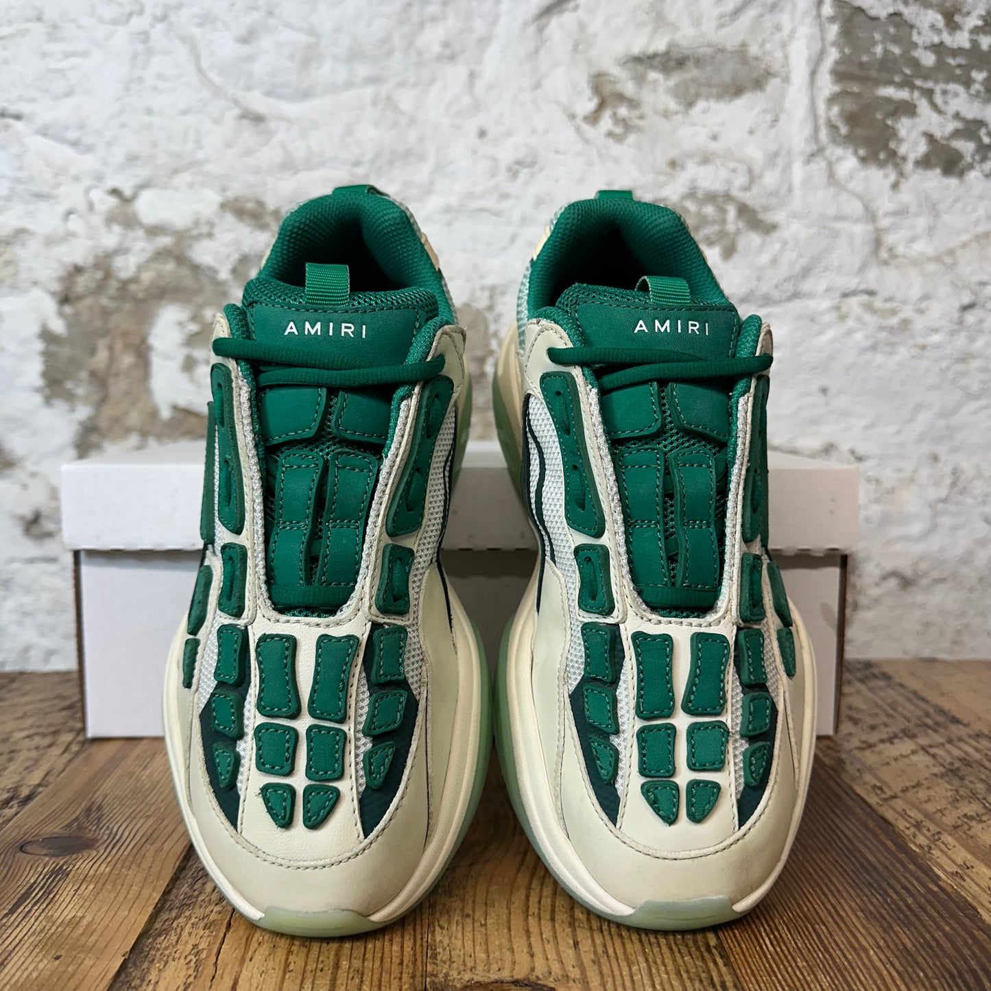 Amiri Green Bone Runner Cream White Sneaker Sz 6 (38)