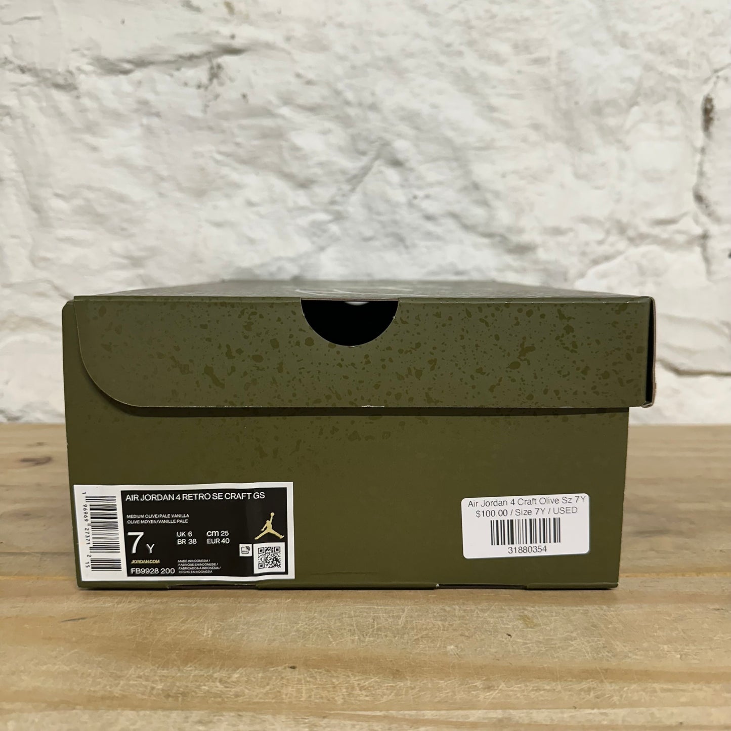 Air Jordan 4 Craft Olive Sz 7Y