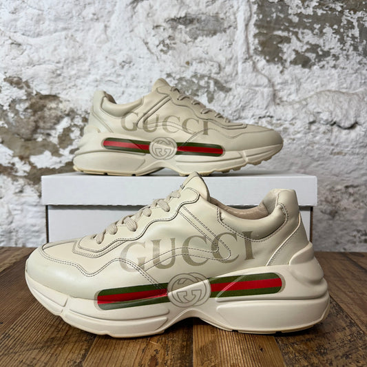 Gucci Rython Vintage Logo Cream Sneaker Sz 8 No Box