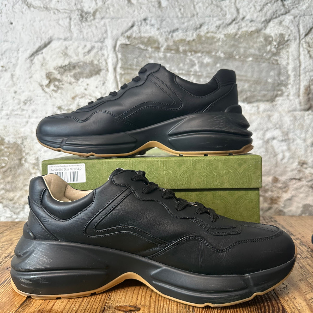 Gucci Rhyton Gucciband Black Sneaker Sz 9