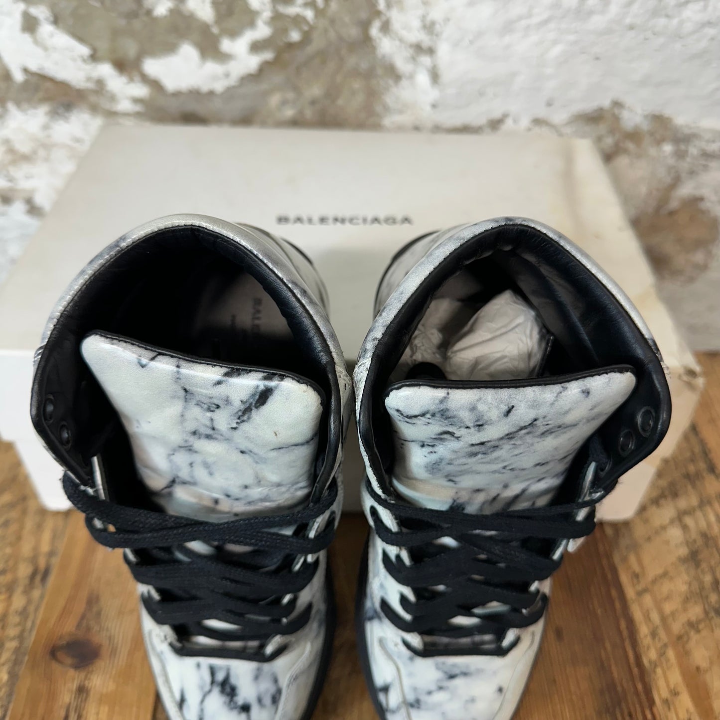 Balenciaga Arena White Marble Black Sneaker Sz 4.5 (36)