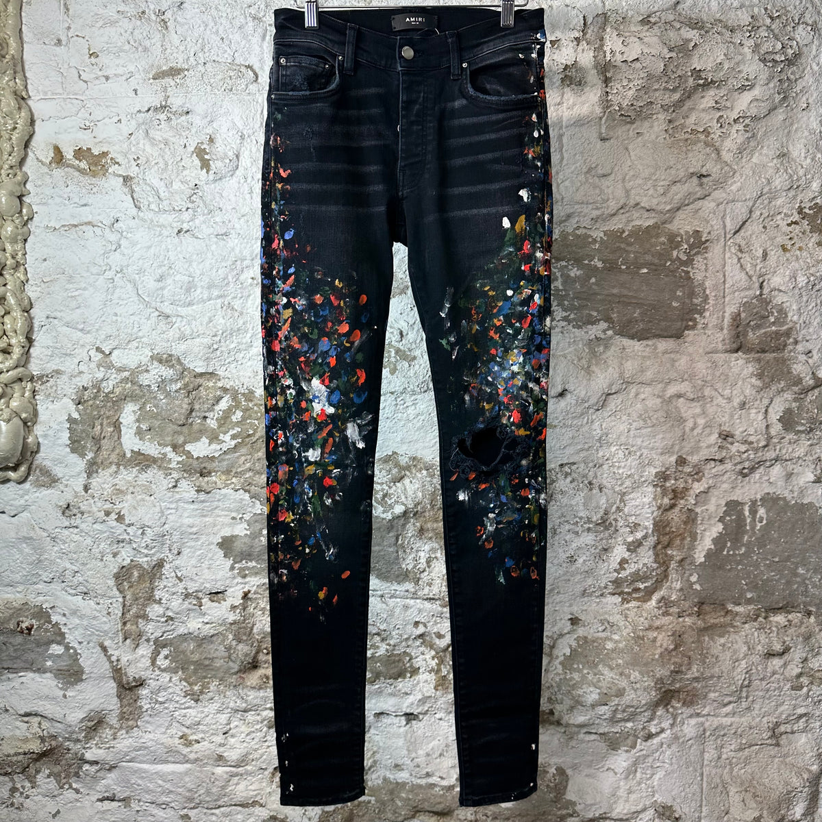 Amiri Paint Splatter Black Denim Jeans Sz 29