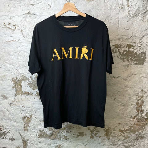 Amiri Yellow Playboy T-shirt Black Sz S