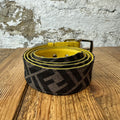 Fendi Zucca Canvas Brown Monogram Yellow Belt Sz (100/40)