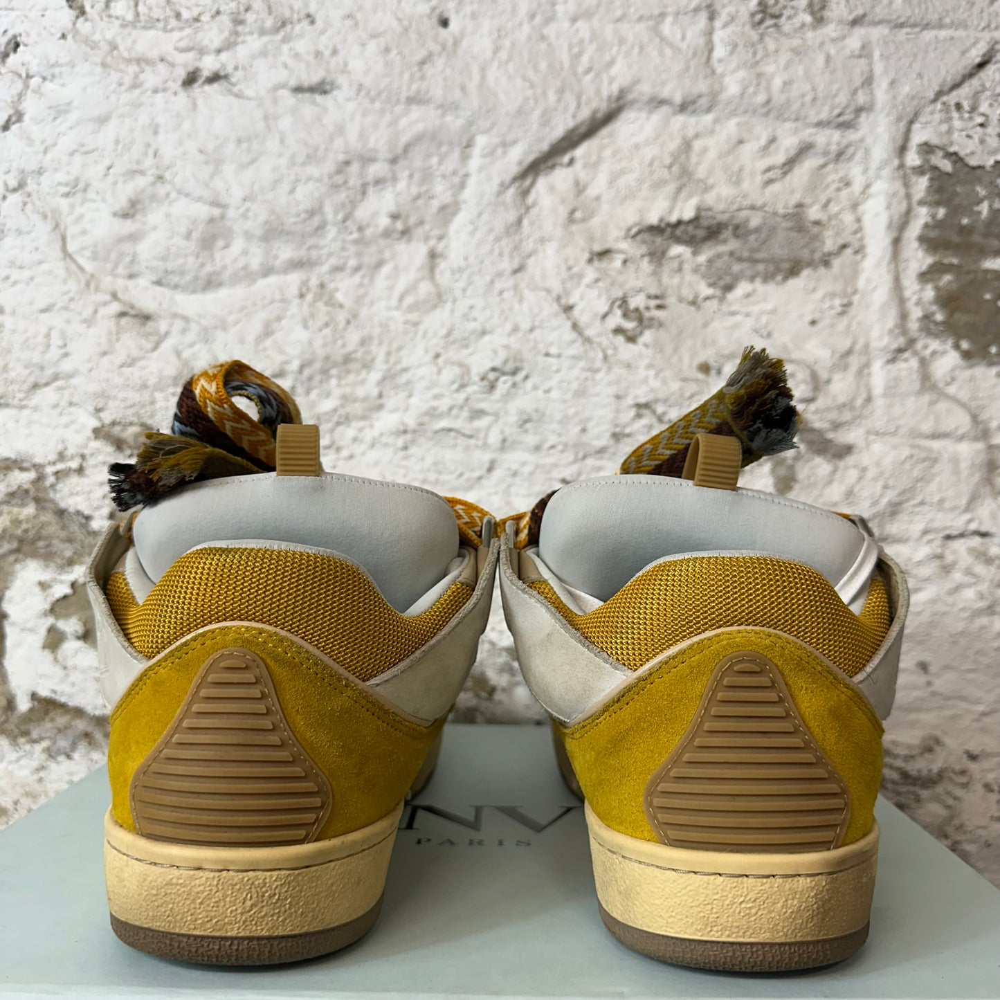 Lanvin Curb Multicolor Lace Yellow White Sneaker Sz 10 (43)