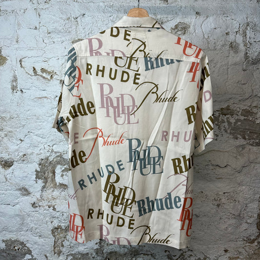 Rhude AOP Spell Cream Button Up Shirt Sz M