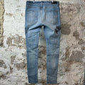 Amiri Black Old English Spell Blue Denim Jeans Sz 36