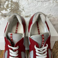 Prada Americas Cup Red Leather Grey White Sneaker Sz 9