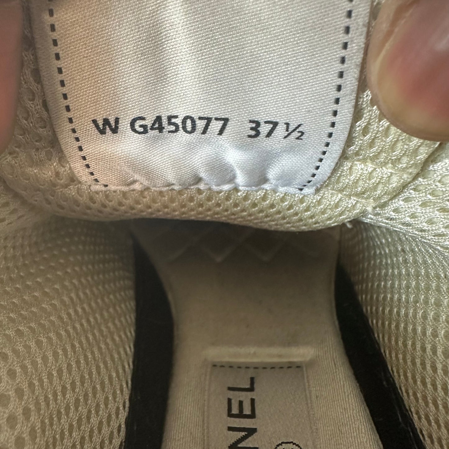 Chanel CC Ivory Silver Trainer Sneaker Sz 5.5 (37.5) No Box