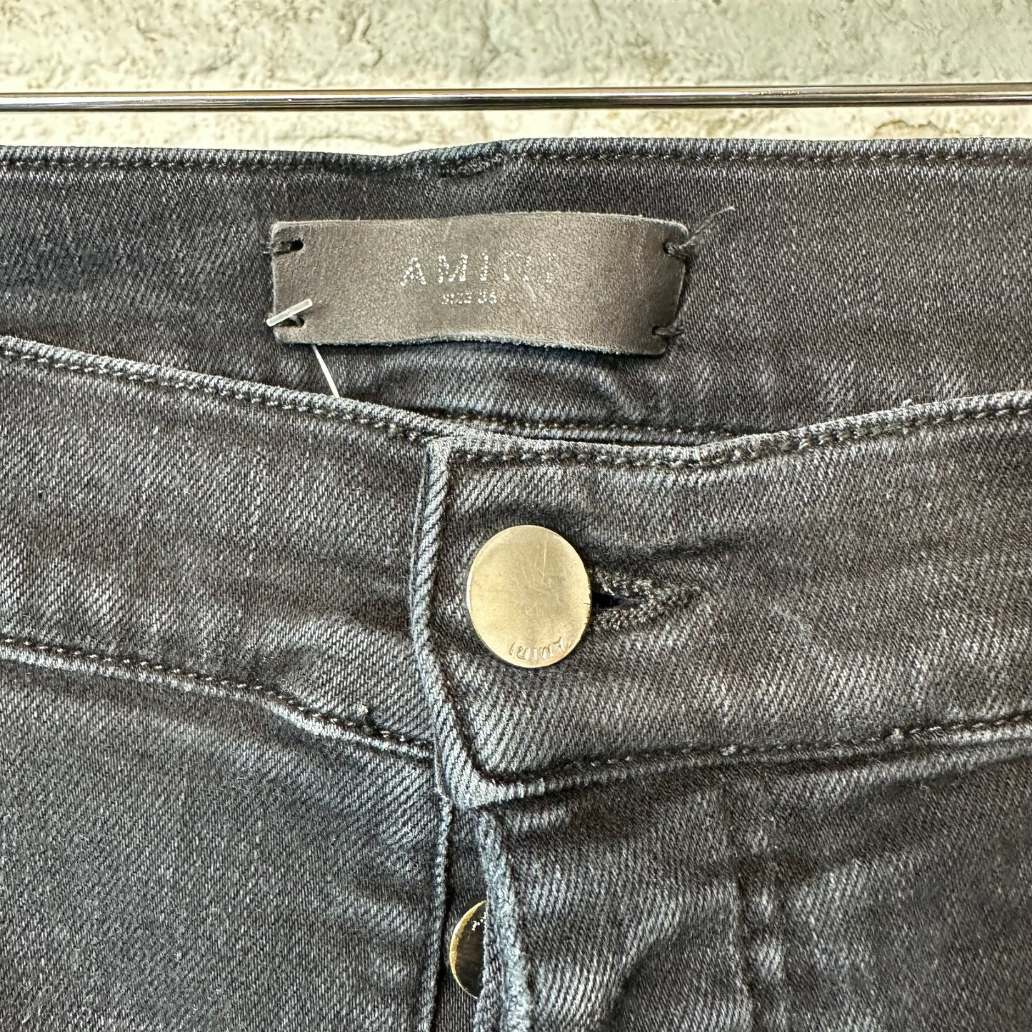 Amiri Cherub Logo Black Denim Jeans Sz 36