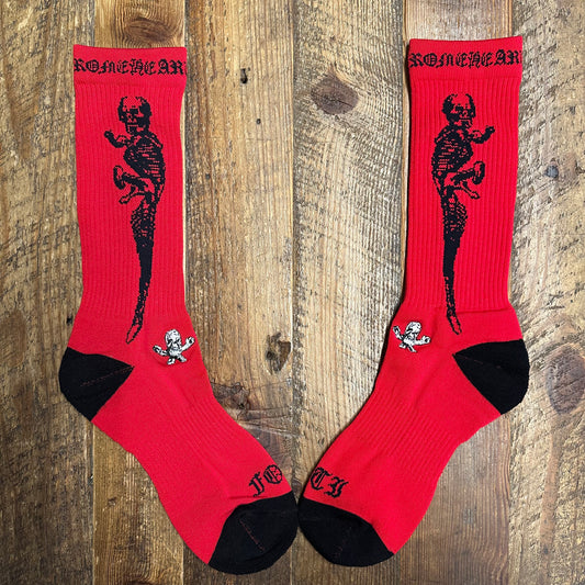 Chrome Hearts Black Red Foti Socks DS