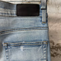Amiri MX1 White Leather Blue Denim Jeans Sz 31
