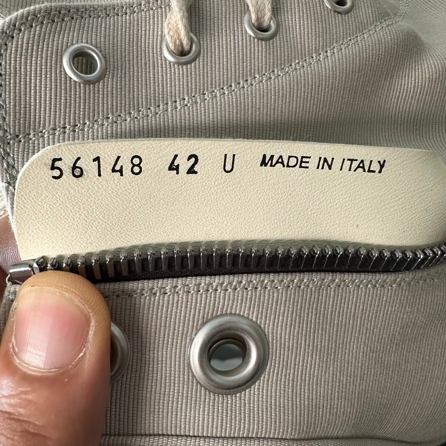 Rick Owens High Grey Canvas Milk Sneaker Sz 9 (42)