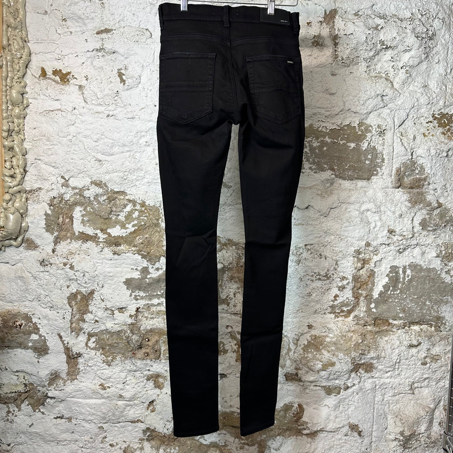 Amiri Knee Hole Plain Black Denim Jeans Sz 28