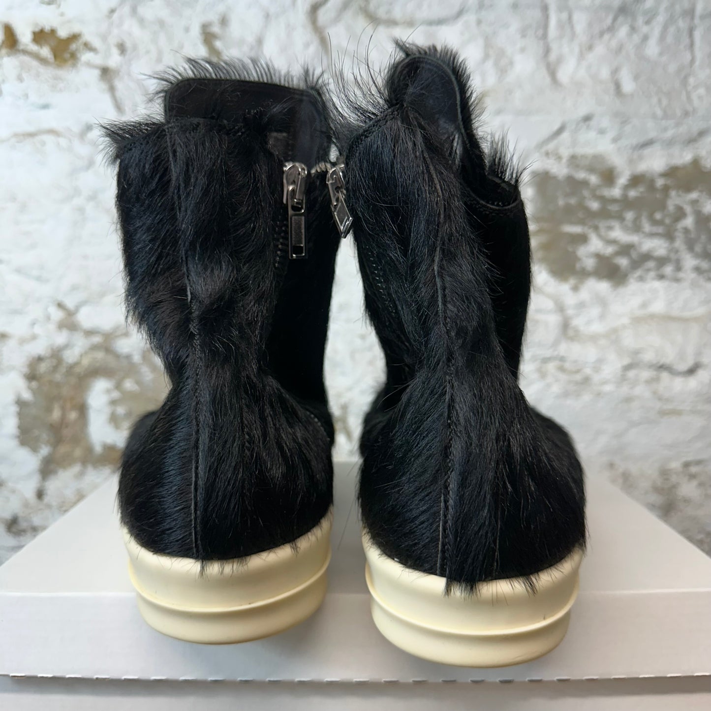 Rick Owens High Pony Hair Black Milk Sneaker Sz 14 (47)