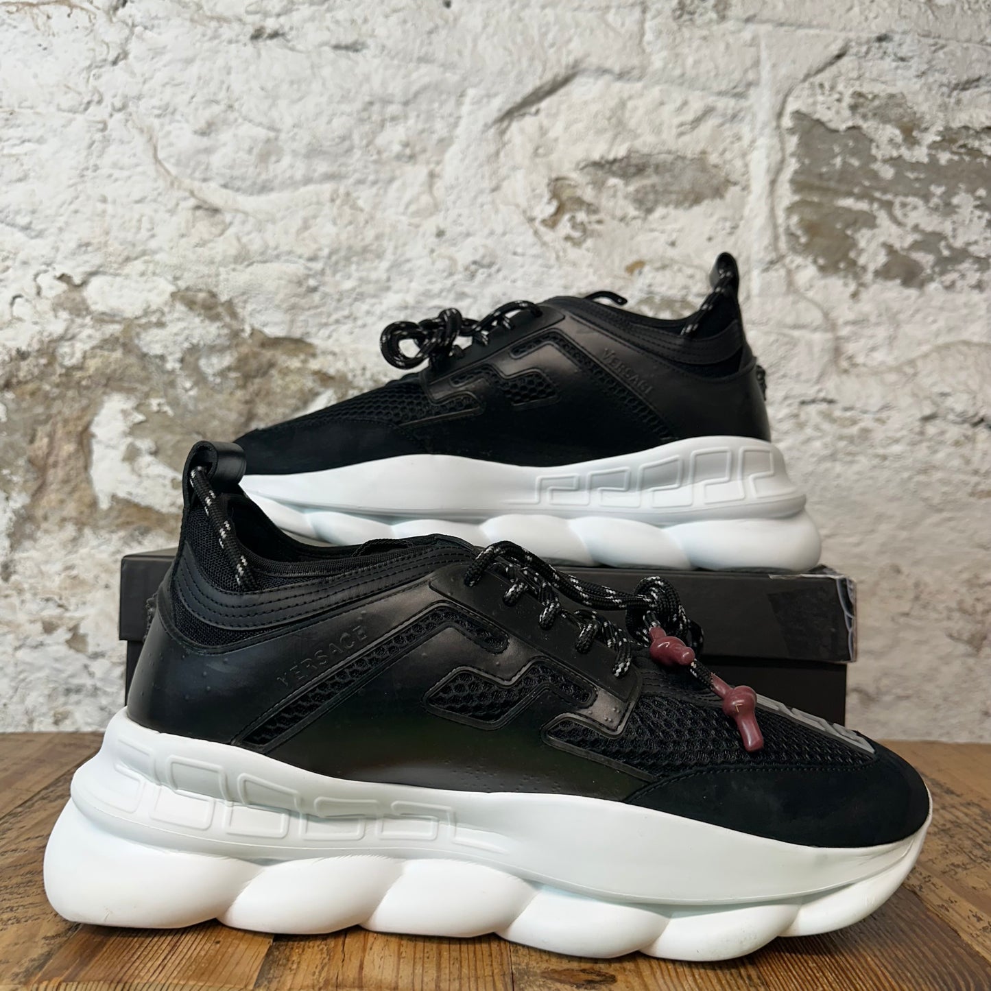 Versace Chain Reaction Black White Sneaker Sz 13 (46)