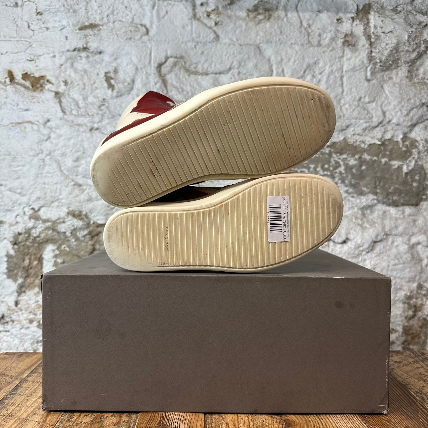 Rick Owens Geobasket Cardinal Red Milk Sneaker Sz 7 (40)