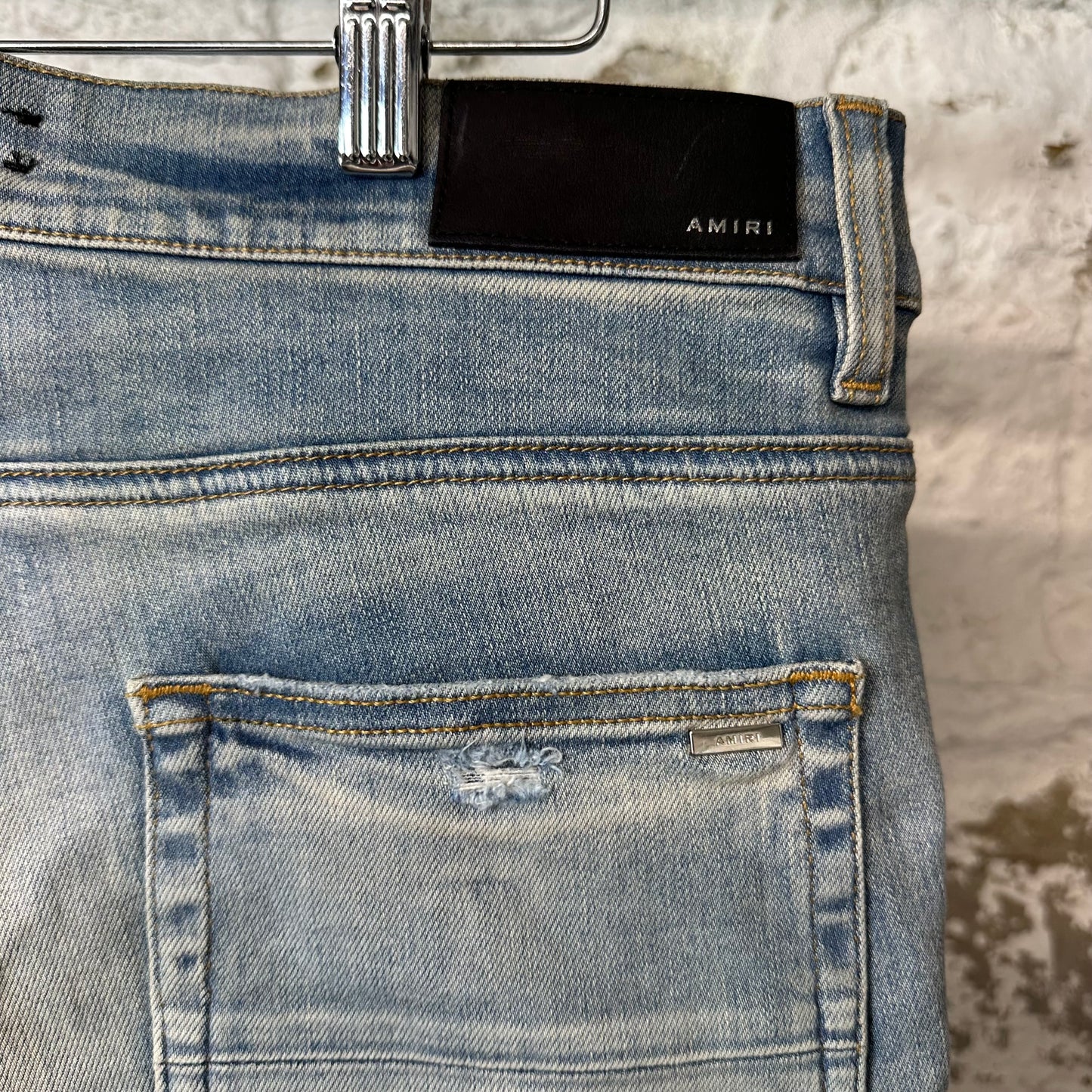 Amiri MX1 Tie Dye Patches Blue Denim Jeans Sz 33