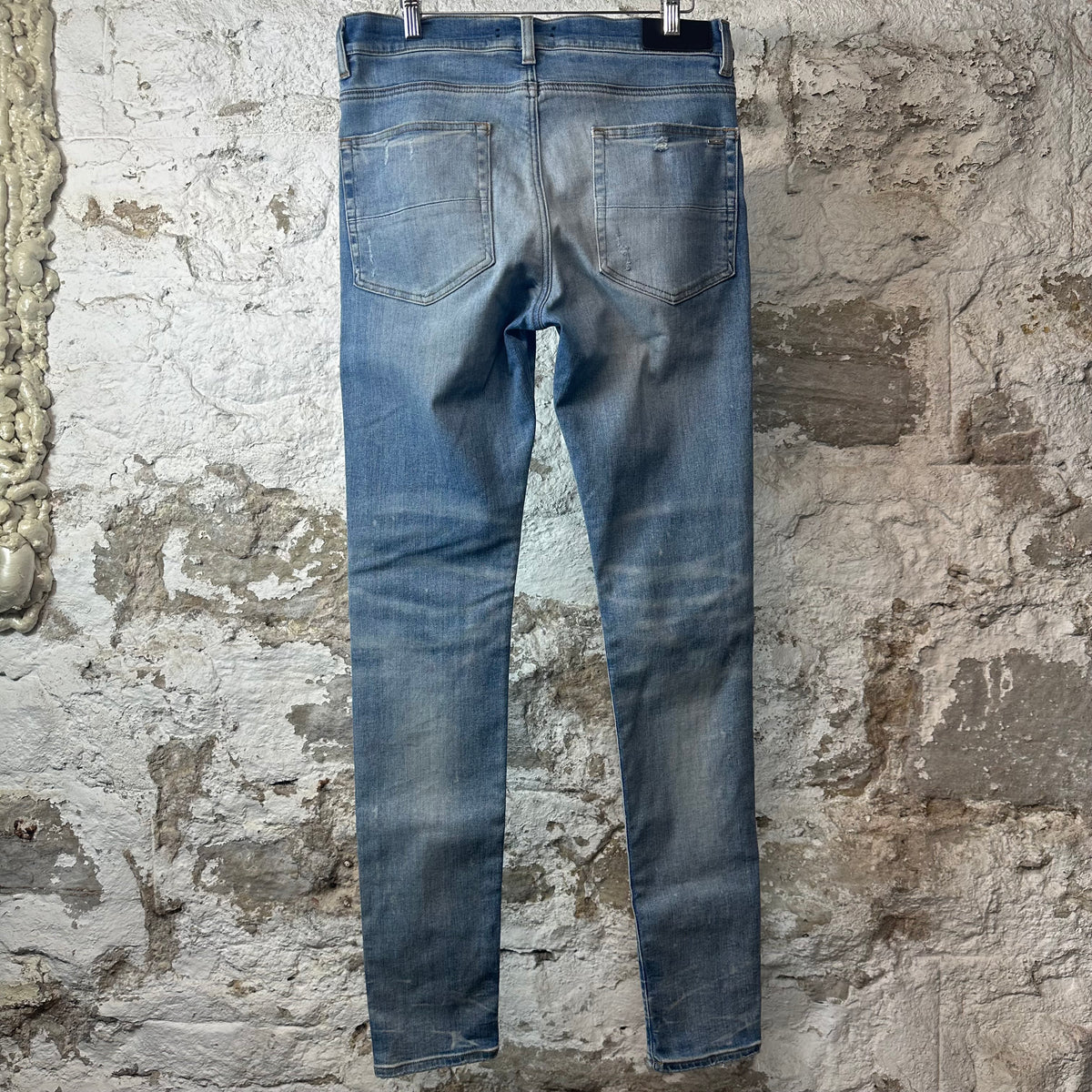 Amiri MX1 Grey Orange Plaid Blue Denim Jeans Sz 34
