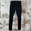 Amiri MX1 Black Leather Thrasher Black Denim Jeans Sz 29