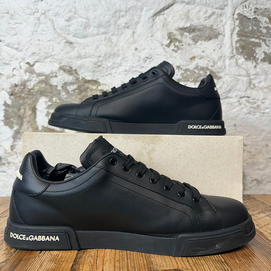 Dolce Gabbana Triple Black Leather Portofino Sneaker Sz 12