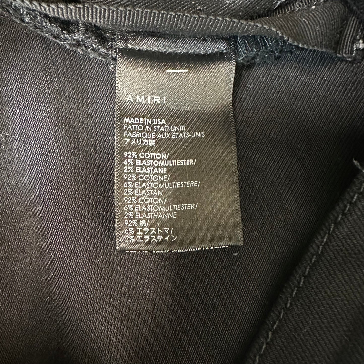 Amiri MX1 Black Leather Black Denim Jeans Sz 31