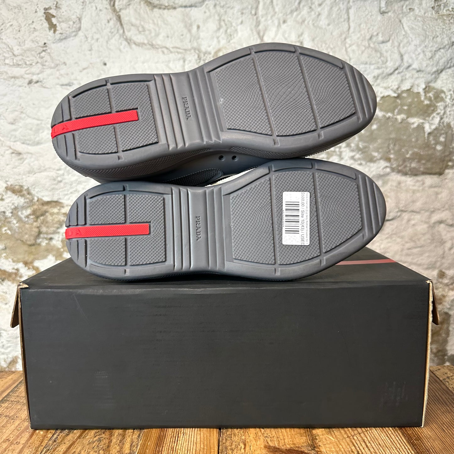 Prada Americas Cup Grey Rubber Sneaker Sz 10 (43)