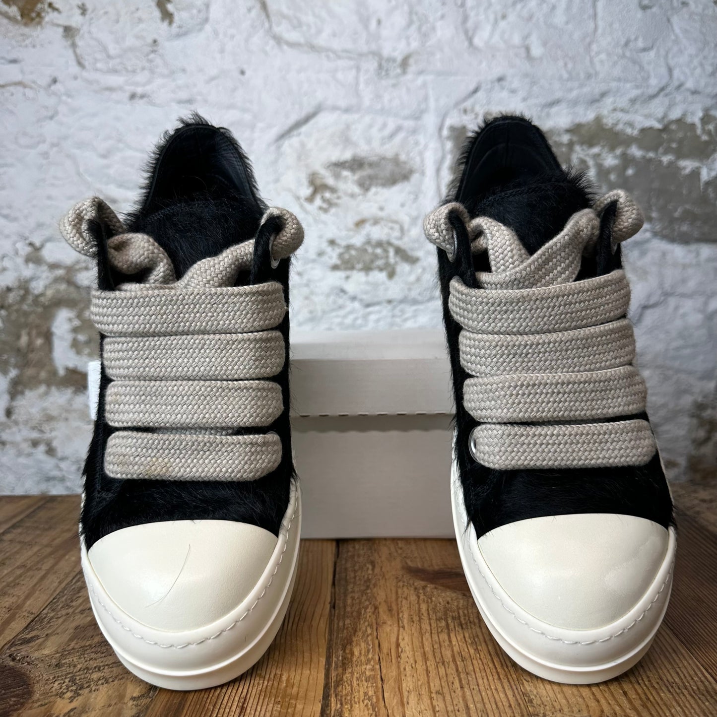 Rick Owens Jumbo Lace Pony Hair Black Milk Sneaker Sz 9 (42)