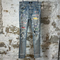 Amiri Multicolor Paisley Blue Denim Jeans Sz 31