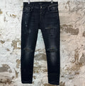 Amiri MX1 Camo Patch Black Denim Jeans Sz 34