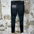 Amiri MX1 Grey Art Patch Black Denim Jeans Sz 32