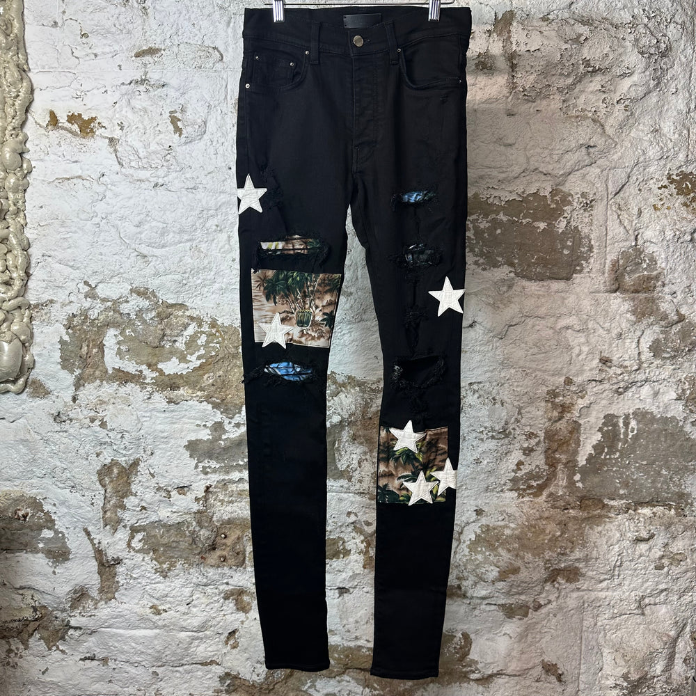 Amiri Art Patch Black Denim Jeans Sz 30