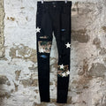 Amiri Art Patch Black Denim Jeans Sz 30