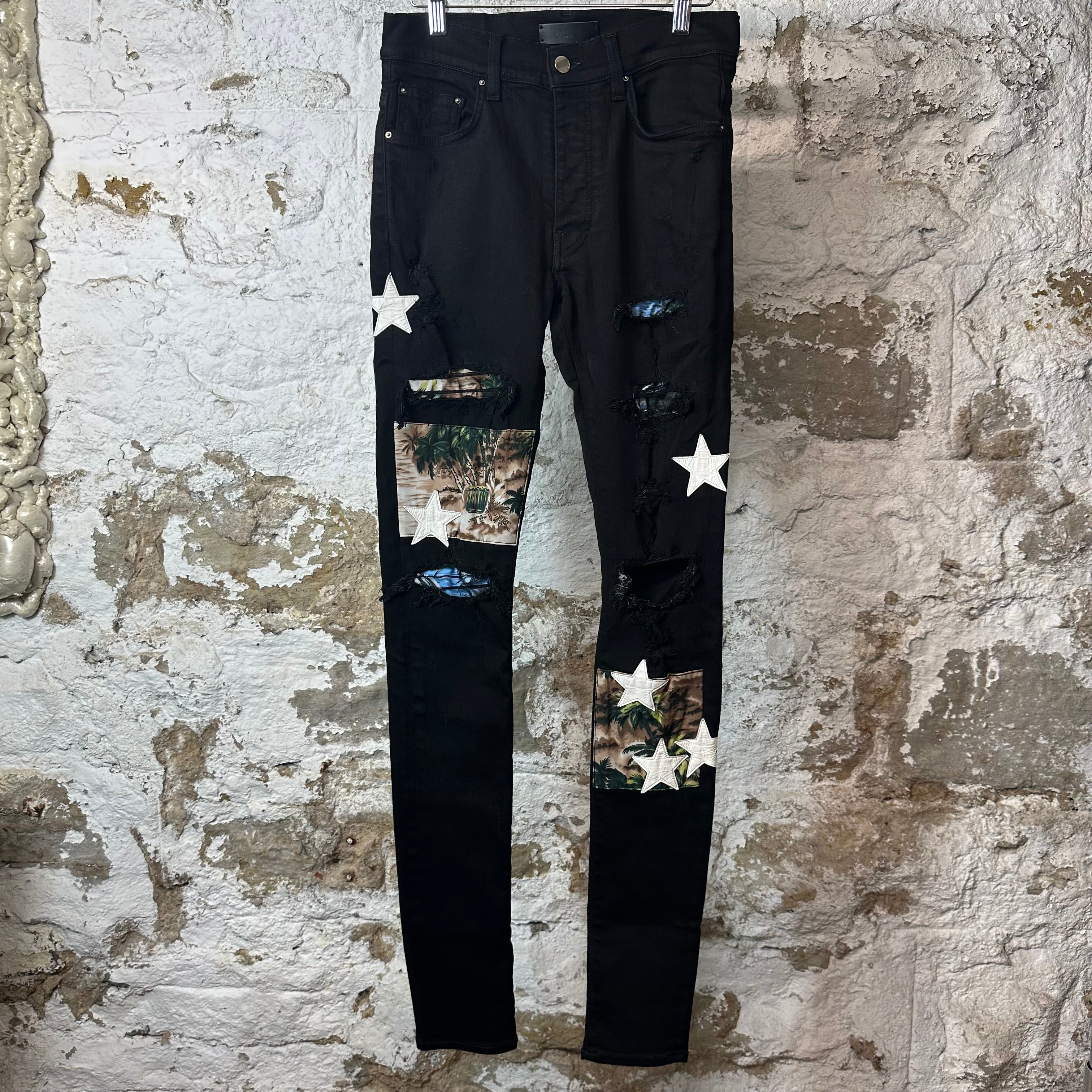 Amiri Art Patch Black Denim Jeans Sz 30