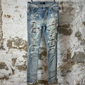 Amiri Plaid Patch Thrasher Blue Denim Jeans Sz 31