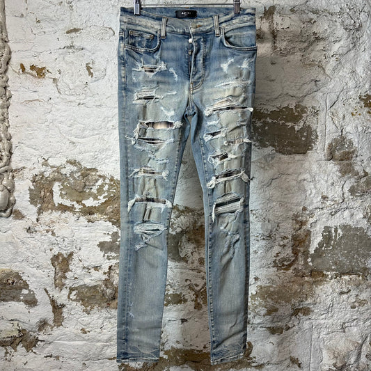 Amiri Plaid Patch Thrasher Blue Denim Jeans Sz 31
